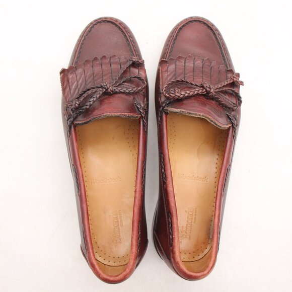 Allen Edmonds Woodstock Men\'s 9 D Leather Kiltie Loafers  Burgundy Brown USA